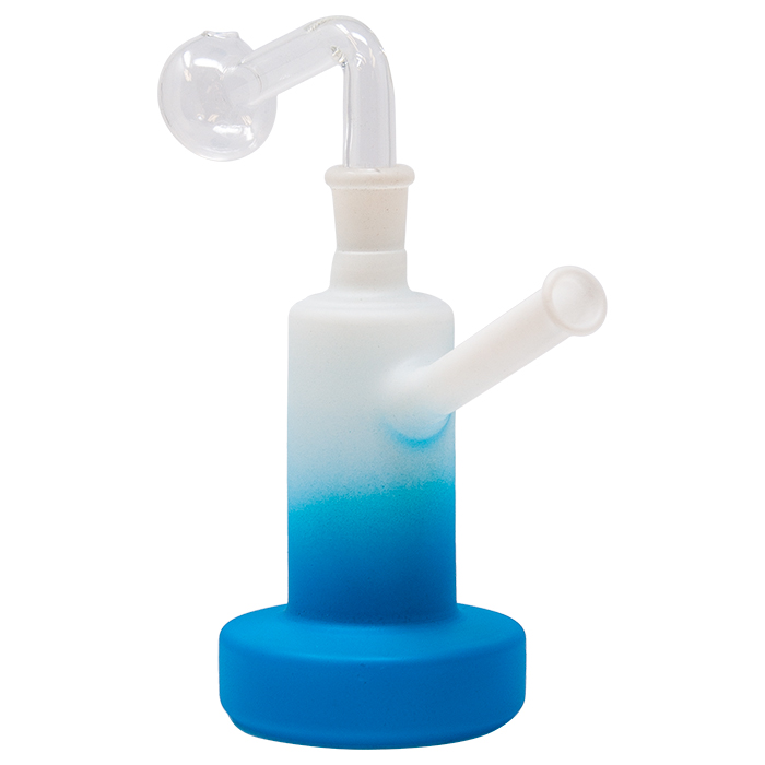 Sky Blue Flat Base Frosty Oil Bong 6 Inches