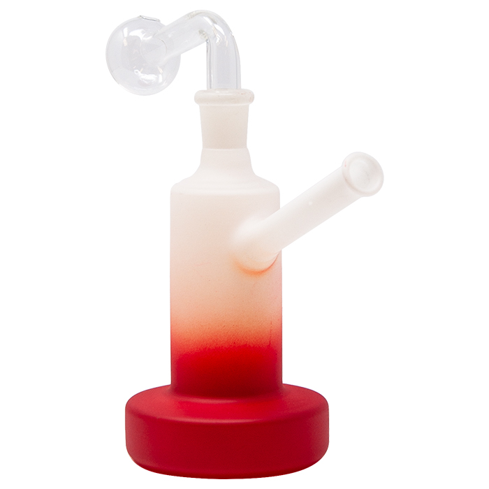 Red Flat Base Frosty Oil Bong 6 Inches