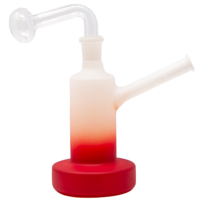 Red Flat Base Frosty Oil Bong 6 Inches