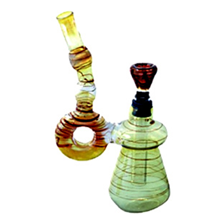 STRIPED CIRCLE GLASS BUBBLER WITH GRIP