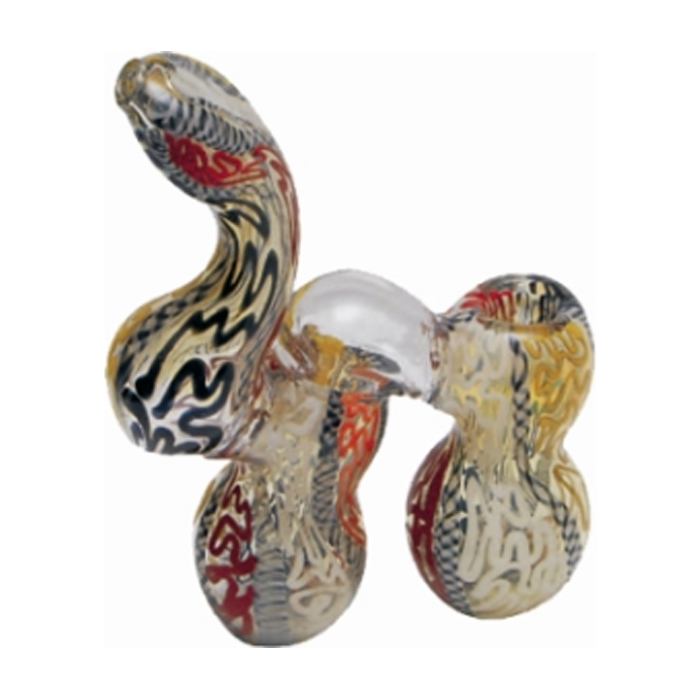 MULTI COLOR INSIDEOUT DOUBLE SMOKE CHAMBER GLASS BUBBLER 5 INCHES