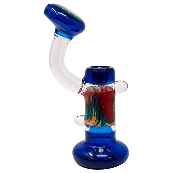 BLUE COBALT TUBE COLORED GLASS BUBBLER 7 INCHES
