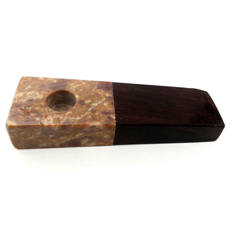 HAND CRAFTED 50 50 STONE AND WOOD PIPE