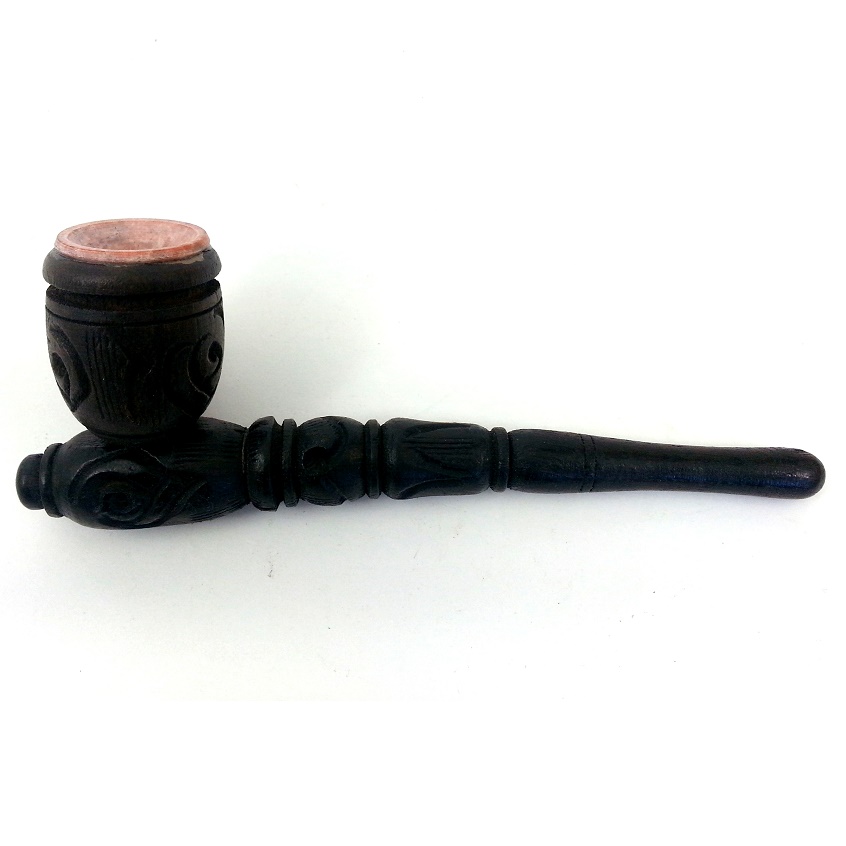 HAND CRAFTED STONE AND WOOD PIPE 5 INCHES