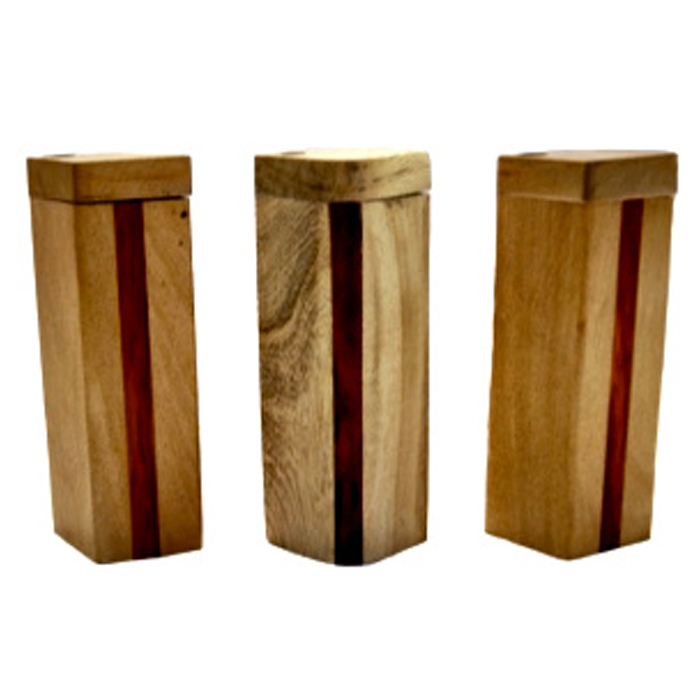 STRIPED HEXAGONAL TUBE SHAPED WOODEN DUGOUT 4 INCHES