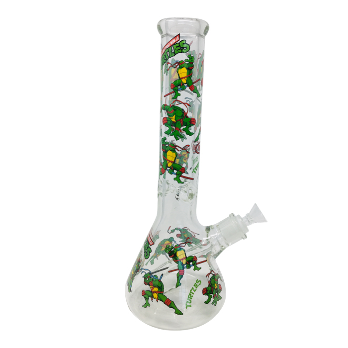 Turtles on the Bong - 9mm Thick Glass Bong 14"