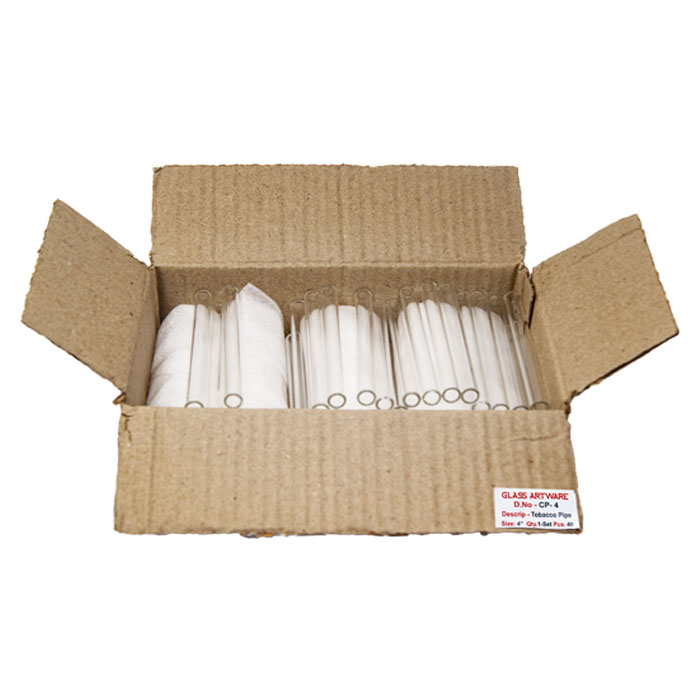 Clear Glass Straight Pipe 4 Inches Box Of 40 Pcs