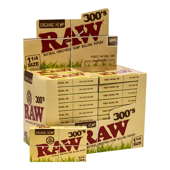 Raw Organic 300'S Unrefined Rolling Paper 1.25