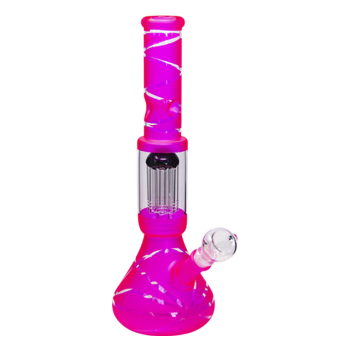 Pink Striped Tree Percolator Bong 14 Inches