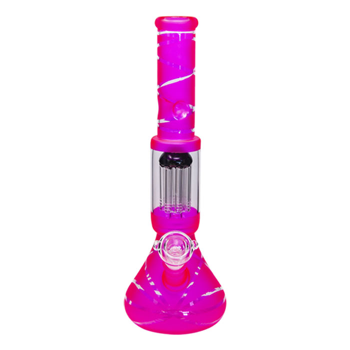 Pink Striped Tree Percolator Bong 14 Inches