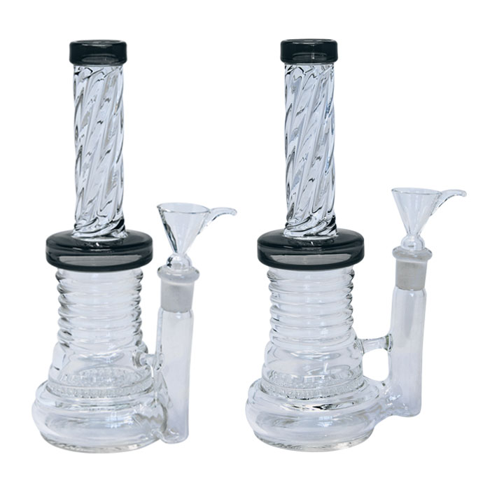 Black Twisted Design Bong With Honey Comb Percolator