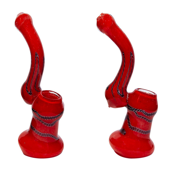 Frit Work Rope Design Glass Bubbler 7 Inches