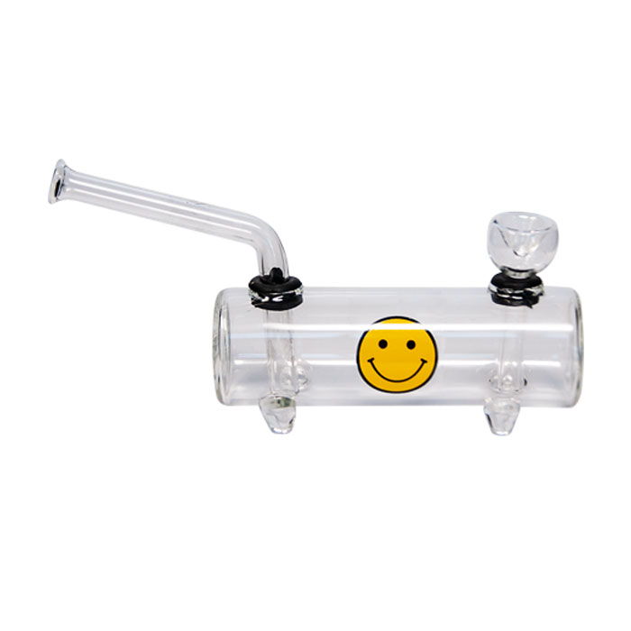 Clear Glass Water Pipe With Motif