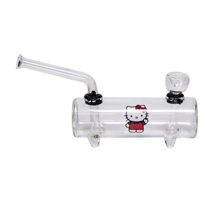 Clear Glass Water Pipe With Motif