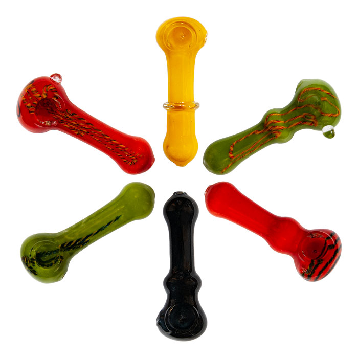Rope Design Frit Work Colored Glass Pipe 4 Inches