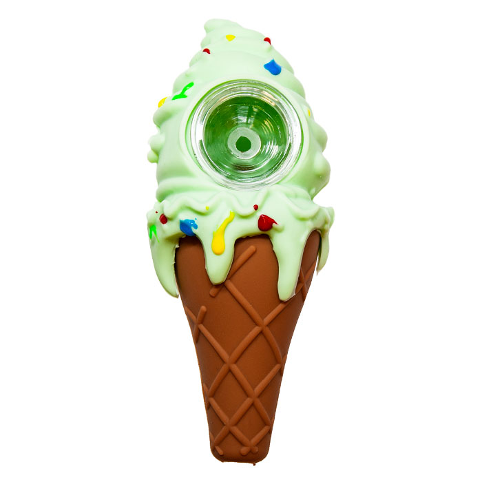 Ice-Cream Silicone Green Hand Pipe