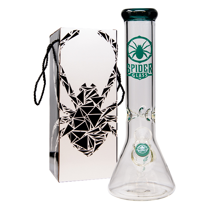 Teal Green Spider Glass Bong 12 Inches