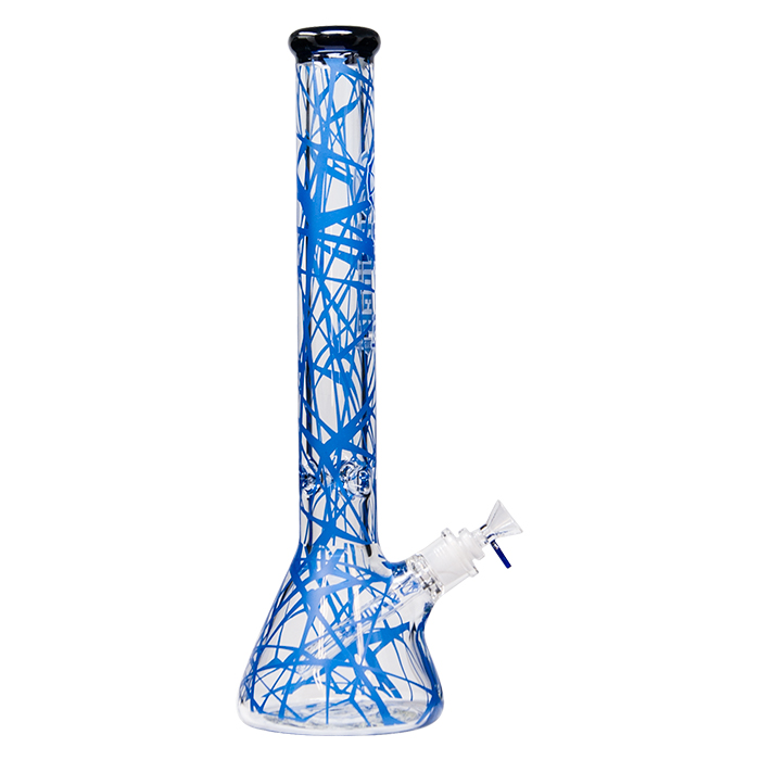 Spider Glass Web Design Blue Bong 18 Inches