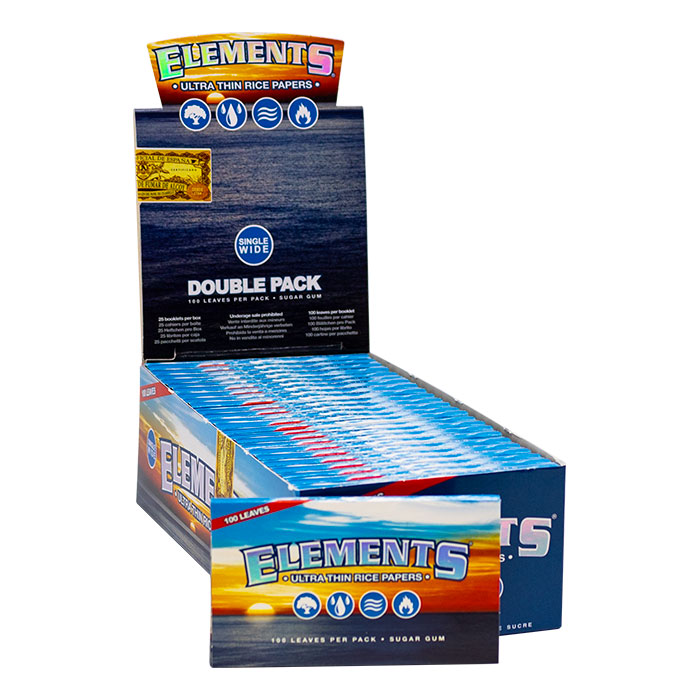 Elements Single Wide Double Pack Rolling Paper Display of 25