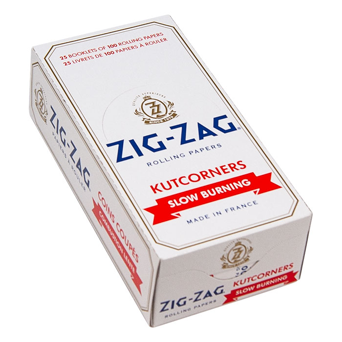 Zig Zag White Kutcorners Slow Burning Single Wide Rolling Paper 1 1/2 Ct 25