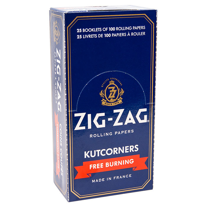 Zig Zag Blue Kutcorners Free Burning Single Wide Rolling Paper 1 1/2 Ct 25