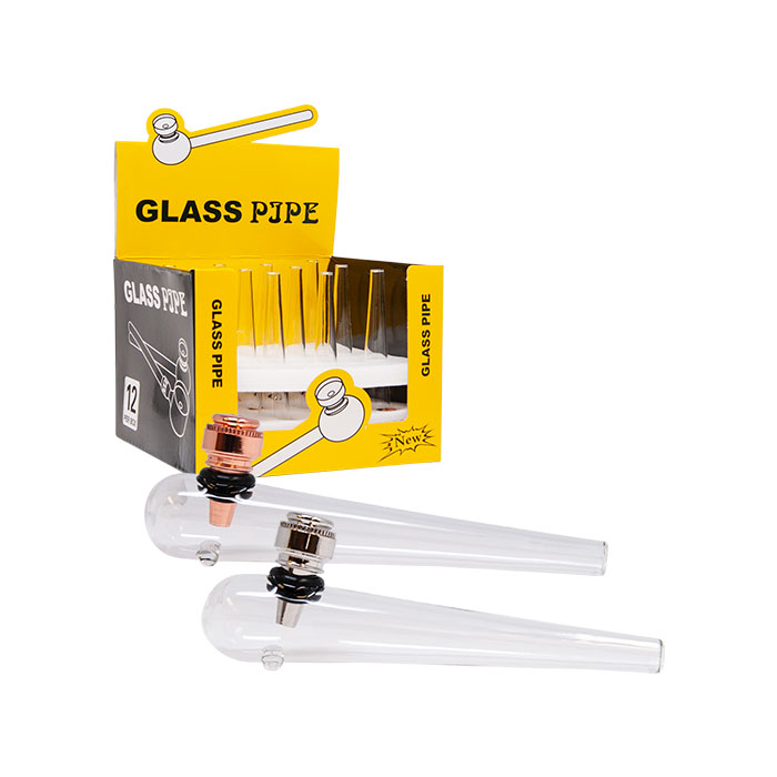 Clear Glass Pipe 5 Inches With Metal Bowl