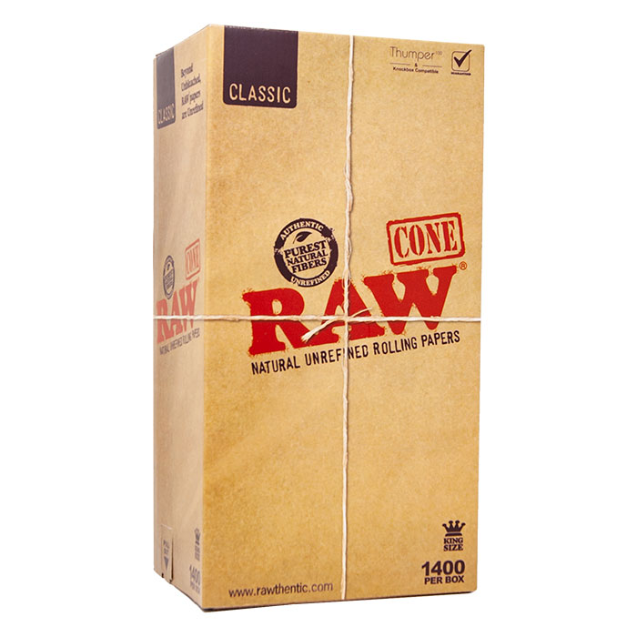RAW Classic Natural Unrefined Cone King Size Box of  1400