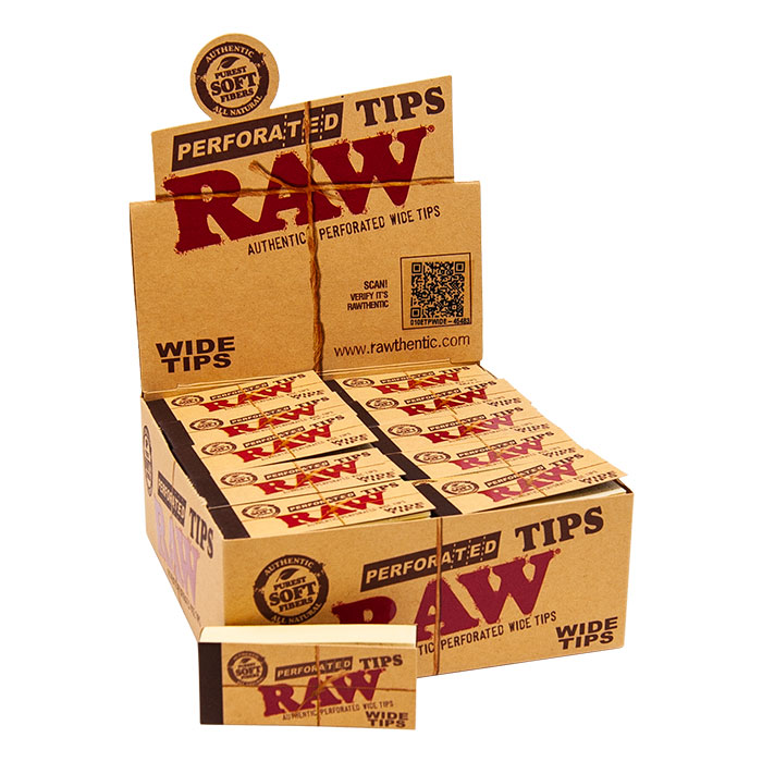 RAW PERFORATED WIDE TIPS 50 PER BOX