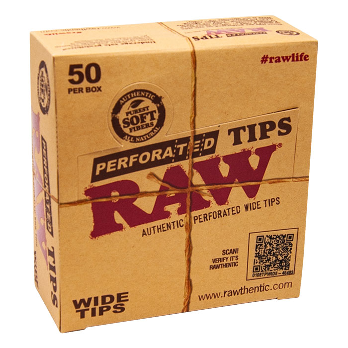 RAW PERFORATED SOFT WIDE TIPS 50 PER BOX