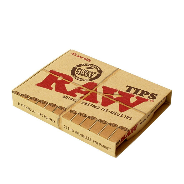 RAW NATURAL PRE ROLLED TIPS 20 PER BOX