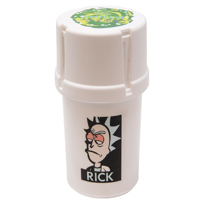 White Medtainer Rick N Morty Smell Proof Storage And Grinder