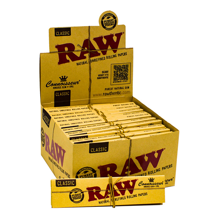 Raw Classic King Size Connoisseur Paper with Tips Ct 24