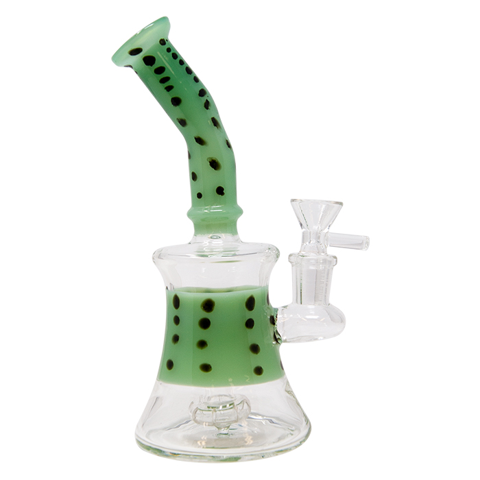 Green(C) Polka Dot Design Glass Bong With Tyre Percolator 7.5 Inches