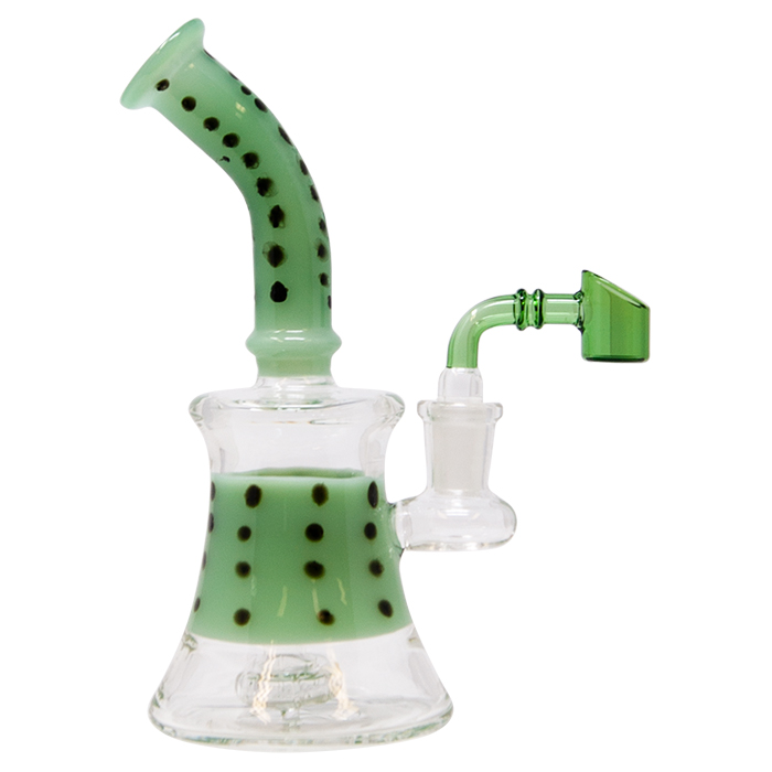Green C Polka Dot Design Glass Dab Rig