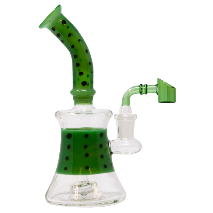 Green A Polka Dot Design Glass Dab Rig