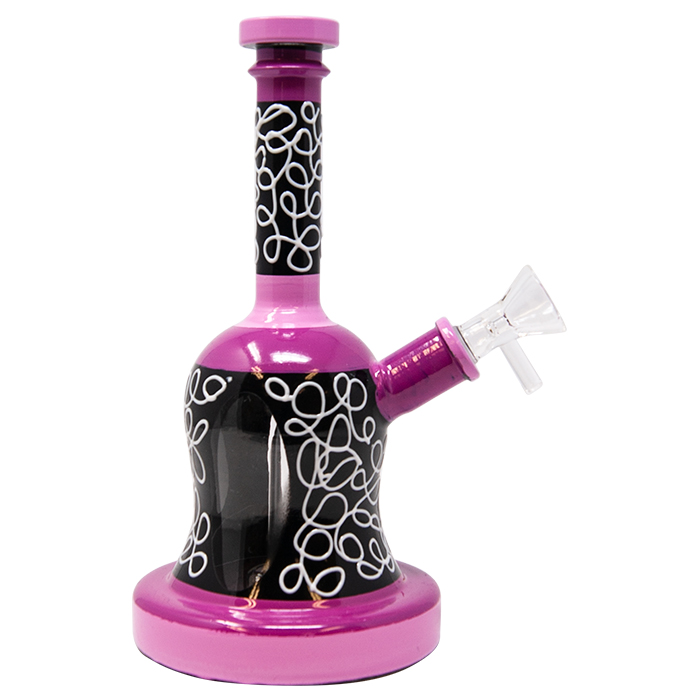 Pink and Black Antique Art Glass Bong with Showerhead Perc