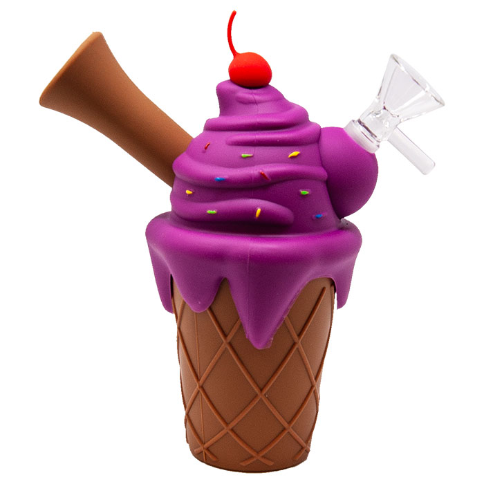 Purple Ice Cream Cone Silicone Pipe