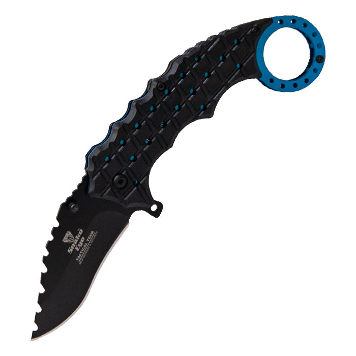 Snake Eyes Tactical Outdoor Black and Blue Rescue Knife New