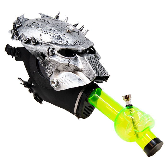 Silver Green Predator  Gas Mask