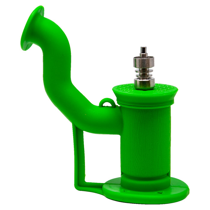 Cannatonik Silicone Green Bubbler With Titanium Nail And Stick