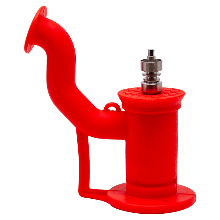Cannatonik Silicone Red Bubbler With Titanium Nail And Stick
