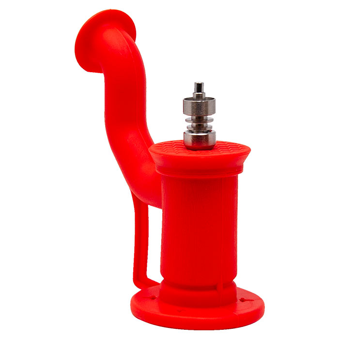 Cannatonik Silicone Red Bubbler With Titanium Nail And Stick
