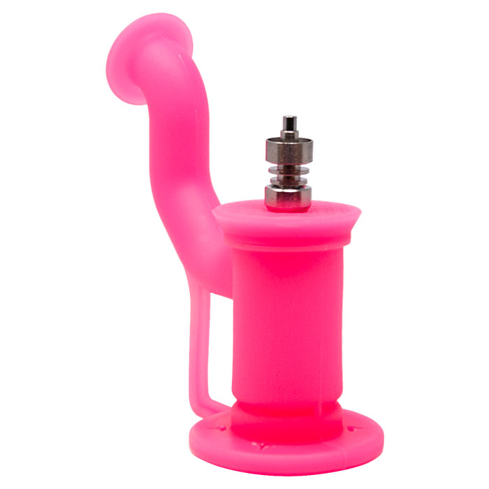 Cannatonik Silicone Pink Bubbler With Titanium Nail And Stick