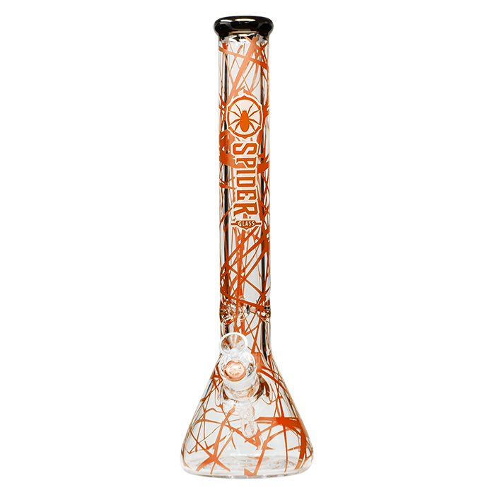 Spider Glass Web Design Amber Bong 18 Inches