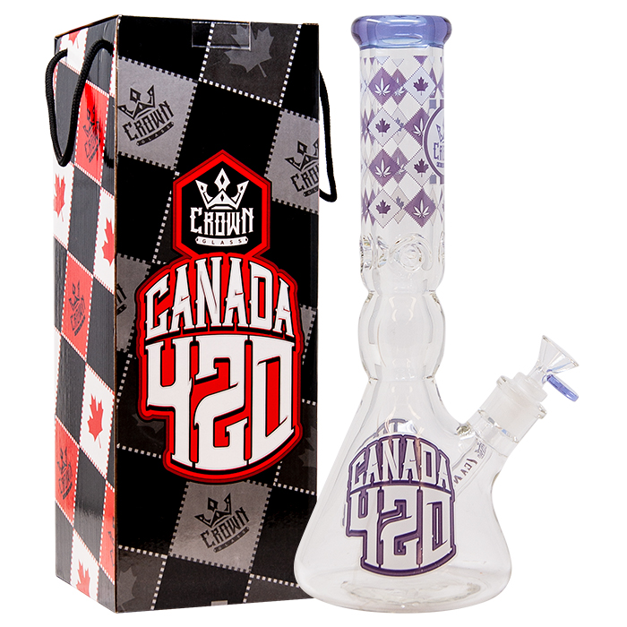 Crown Glass  14 Inches Purple Canada 420 Bong