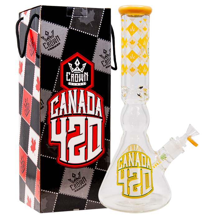 Crown Glass 14 Inches Jade Yellow Canada 420 Bong