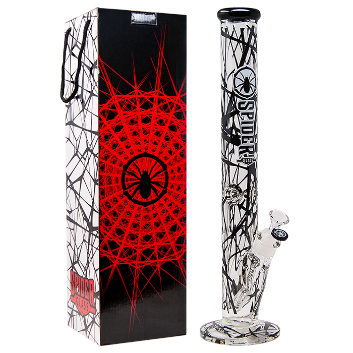 Cylindrical Spider Web Black 18 Inches Bong