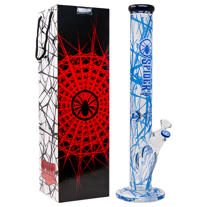 Cylindrical Spider Web Blue 18 Inches Bong