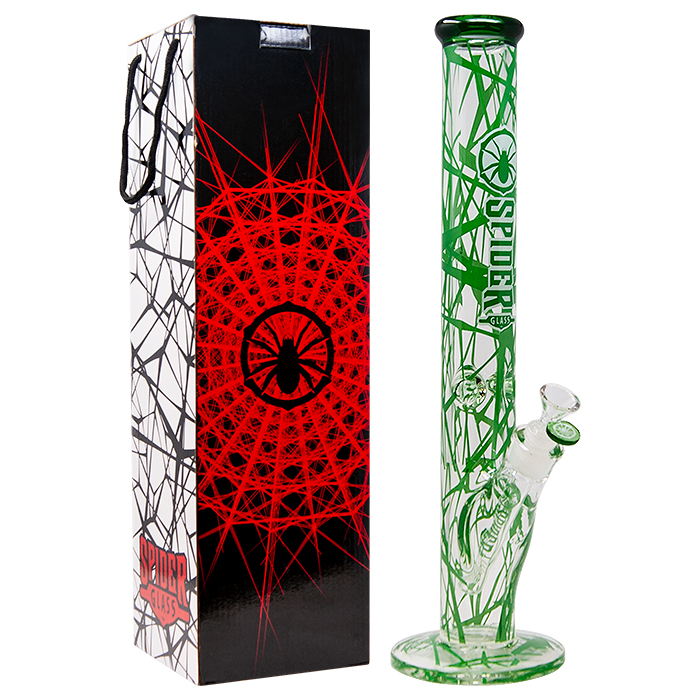 Cylindrical Spider Web Green 18 Inches Bong