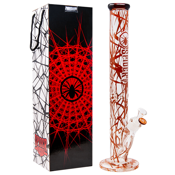 Cylindrical Spider Web Amber 18 Inches Bong